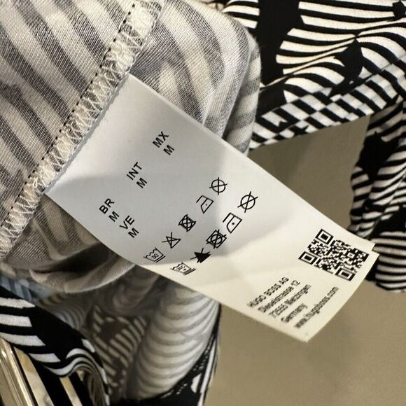 Hugo Boss Black & White Striped Pullover Top Medium Modal Pleated Neckline - Picture 5 of 6